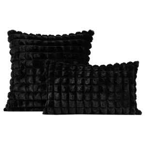 Black Grid Plush Pillow