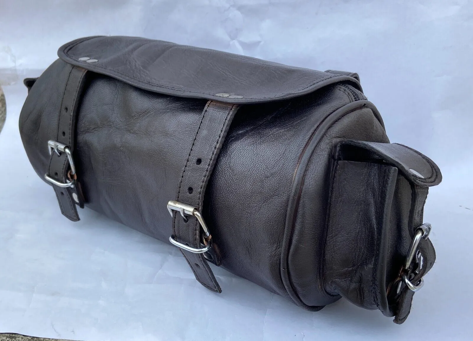 Black Leather Sports Motorcycle Saddlebag Pannier