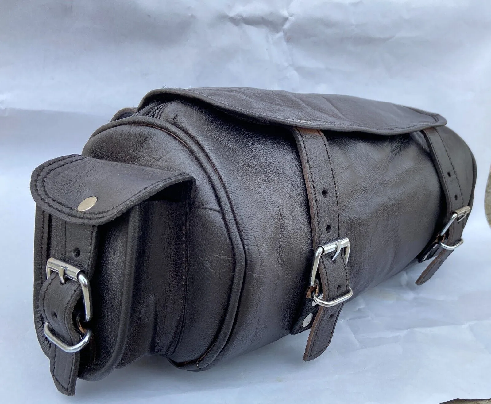 Black Leather Sports Motorcycle Saddlebag Pannier