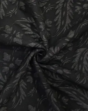 BLACK POLYESTER EMBOSSED JACQUARD FABRIC