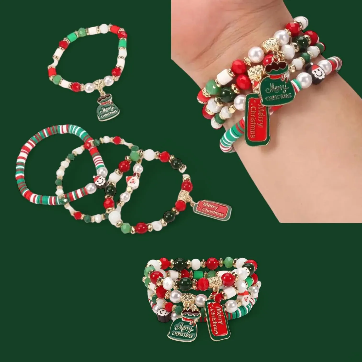 BLING 4pc Christmas Theme Charm Bracelet Set