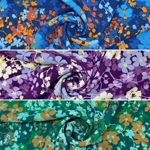 Blossoming Flowers Polyester Crepe Fabric