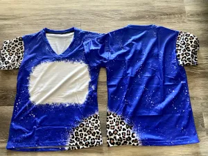 Blue Leopard Polyester T-Shirt