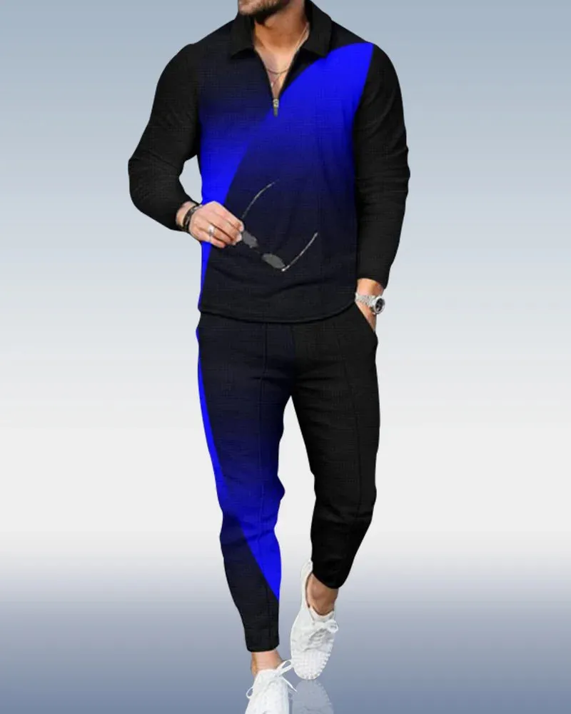 Blue Night Long Sleeve Polo Suit