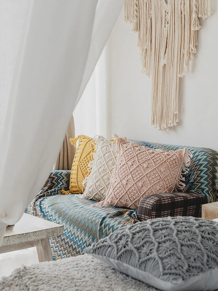 Bohemian Style Knitted Pillow