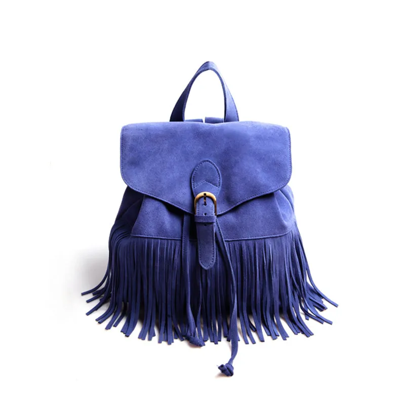 Boho Womens Leather Fringe Backpack Purse Hippie Backpack Bags for Women