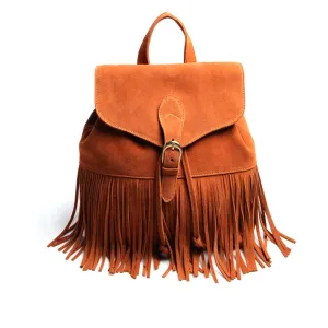 Boho Womens Leather Fringe Backpack Purse Hippie Backpack Bags for Women