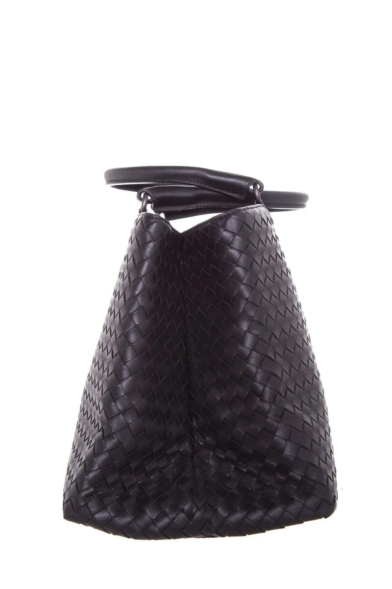 Bottega Veneta Black Intrecciato Leather Handbag