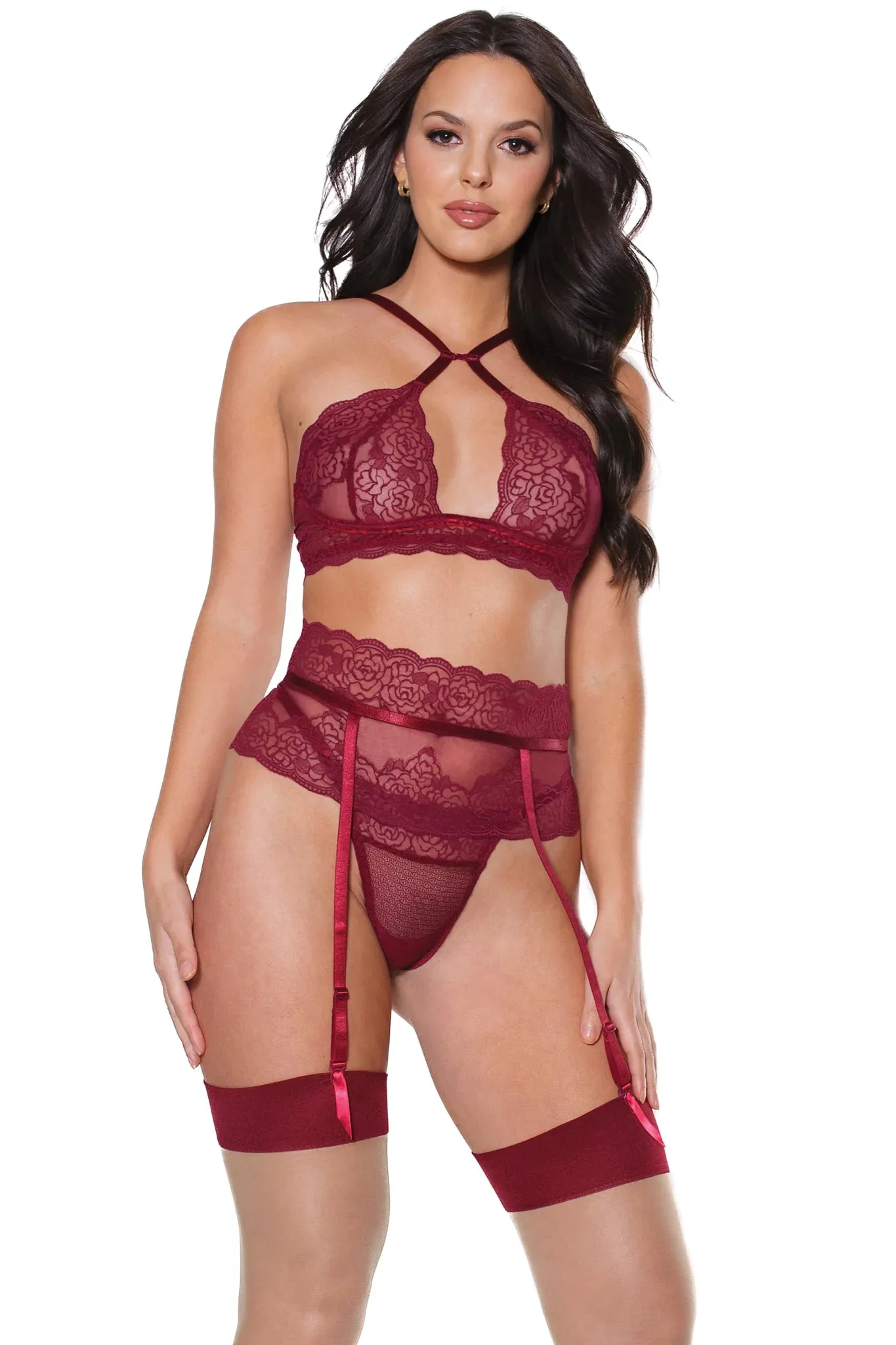 Bra, Garter Belt & Thong Set