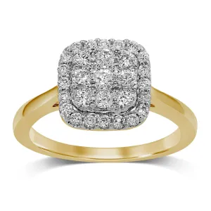 Brilliant Square Look Ring with 0.60ct of Diamonds in 9ct Yellow Gold