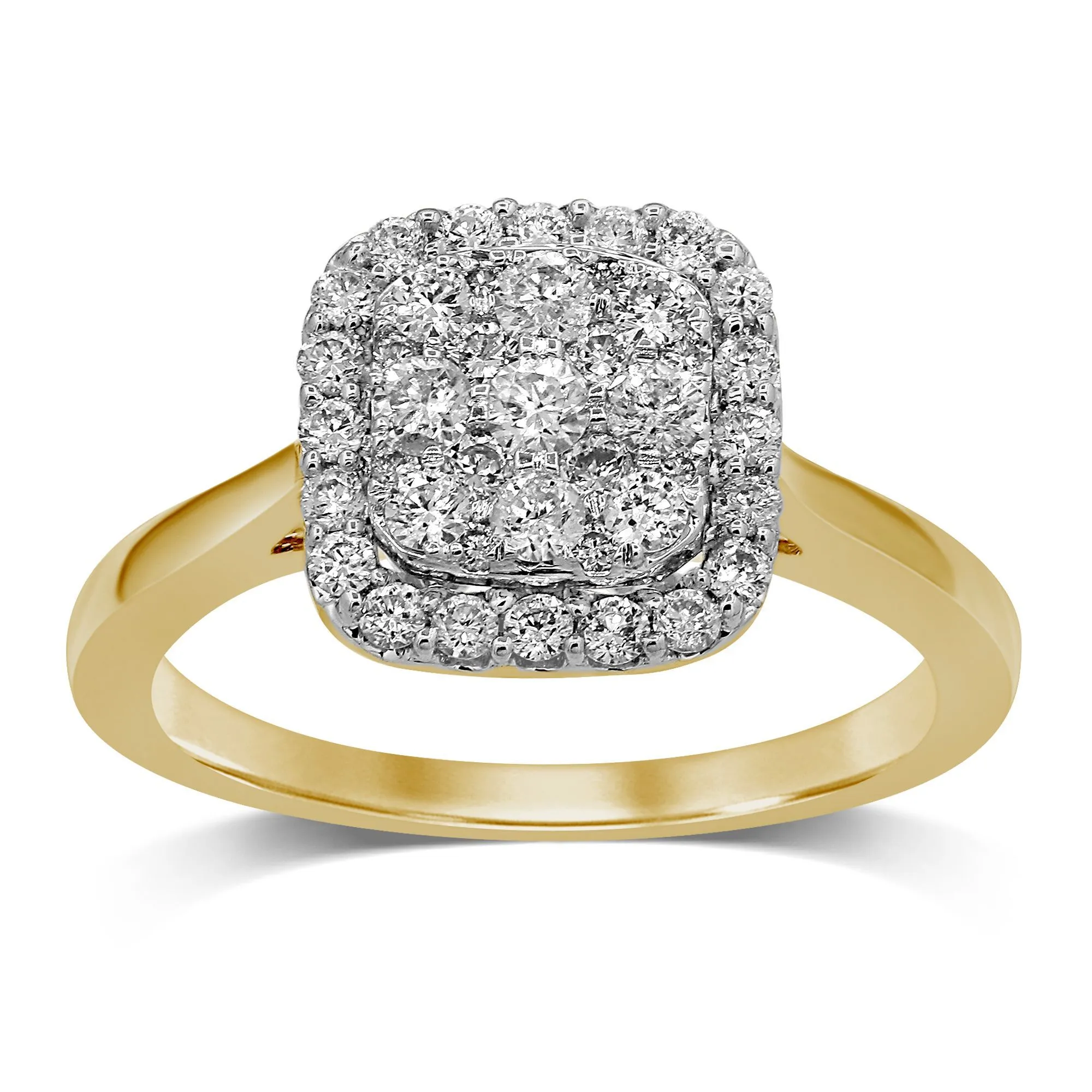 Brilliant Square Look Ring with 0.60ct of Diamonds in 9ct Yellow Gold