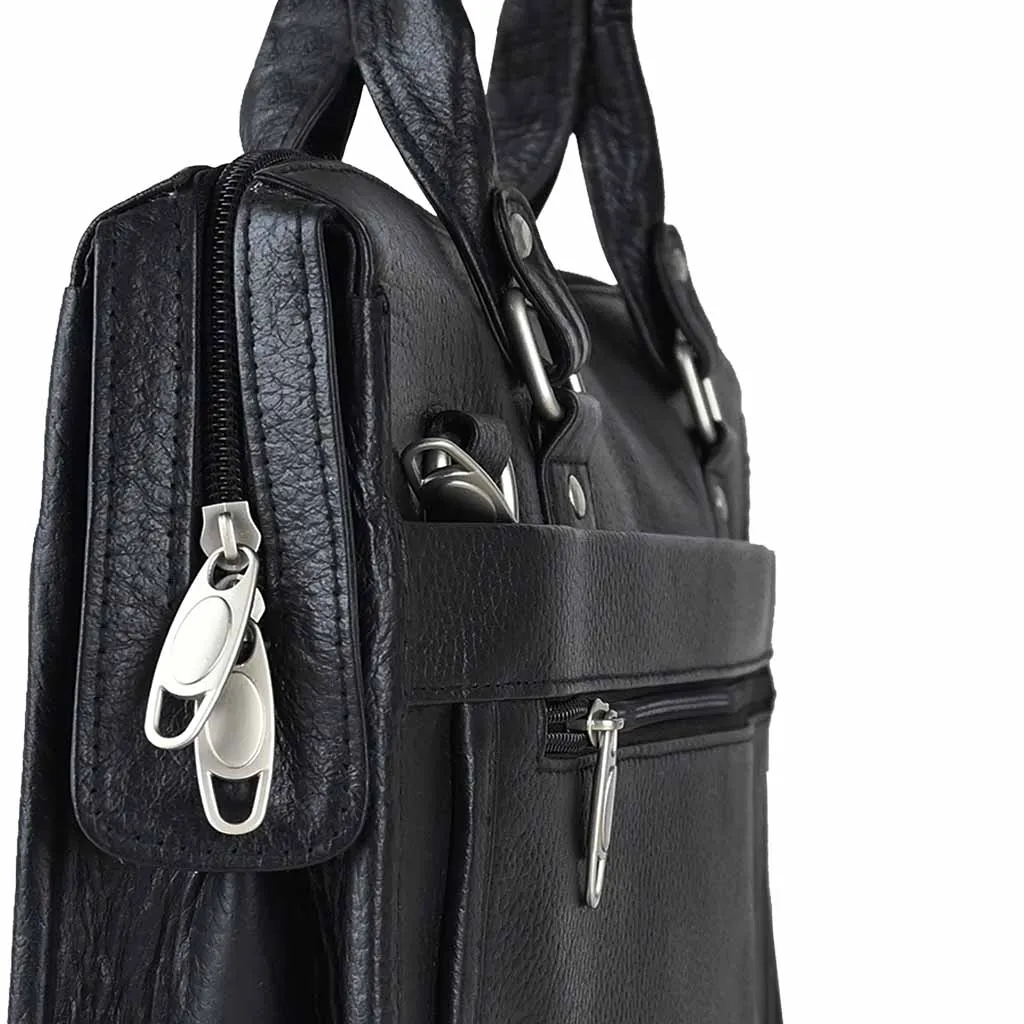 Business Leather Laptop Bag Black Apex Messenger Bag