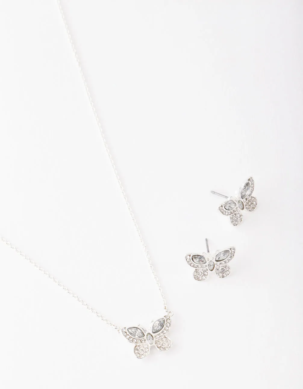 Butterfly Diamante Necklace & Earring Set