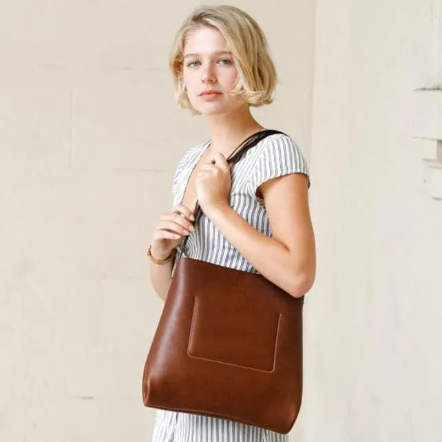 Classic Brown Leather Tote Bag