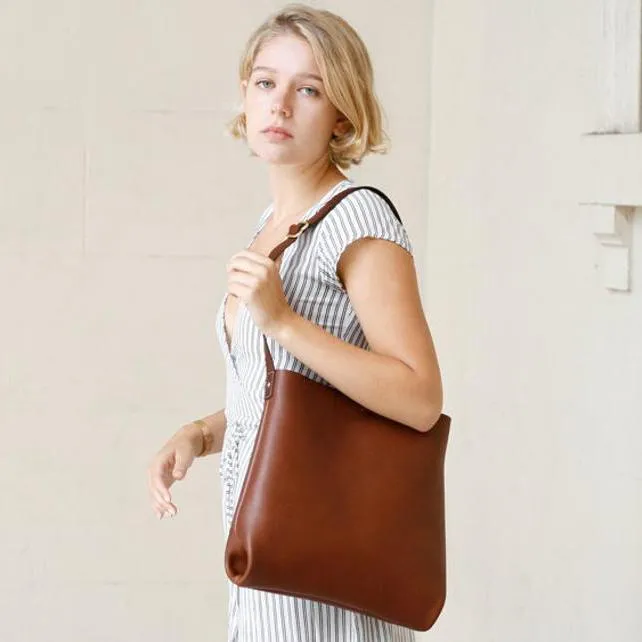 Classic Brown Leather Tote Bag