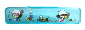 Clear Blue Retro 80's Pencil Box Vintage Stationary Acrylic Case