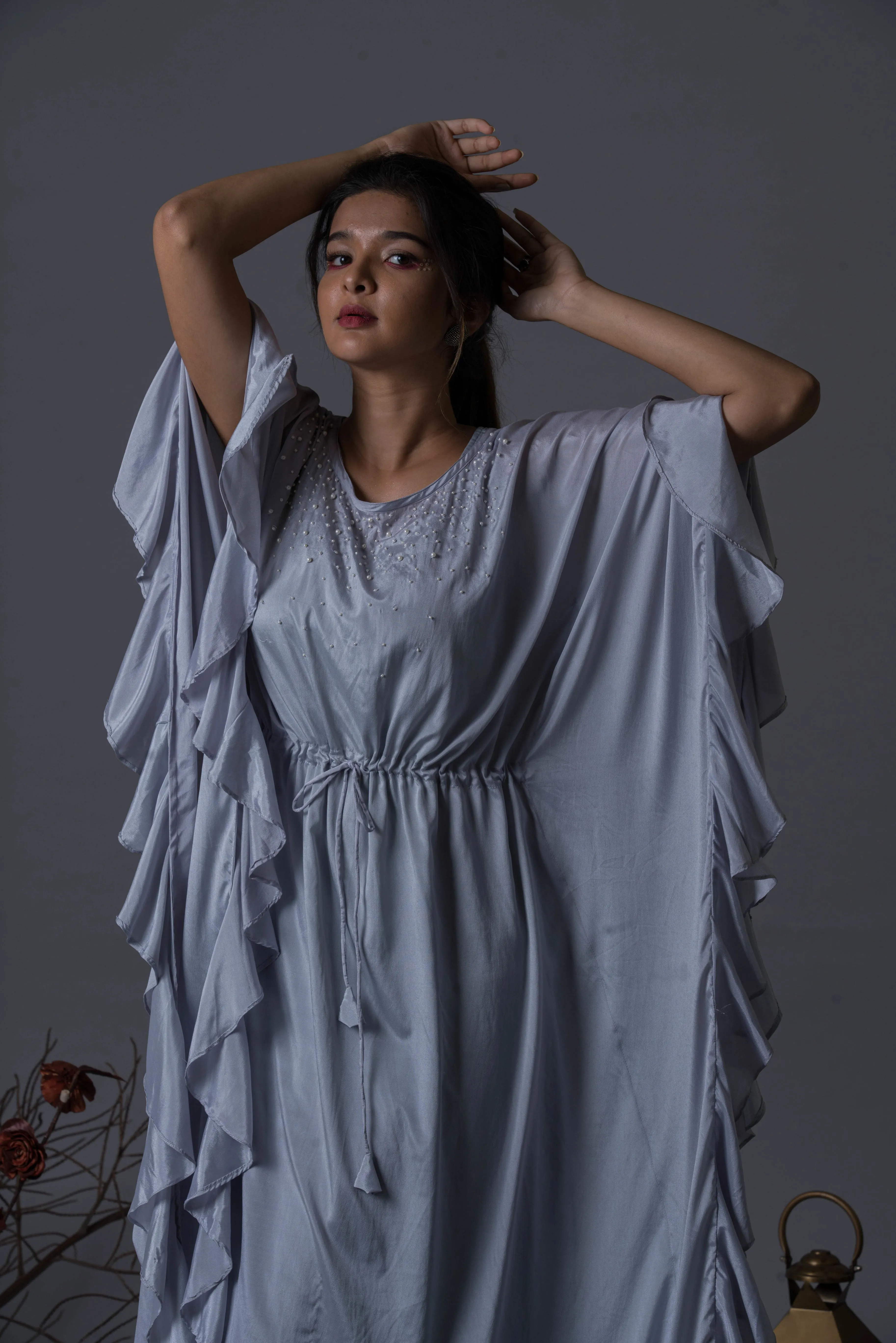 Cloud Blue Pearls Kaftan