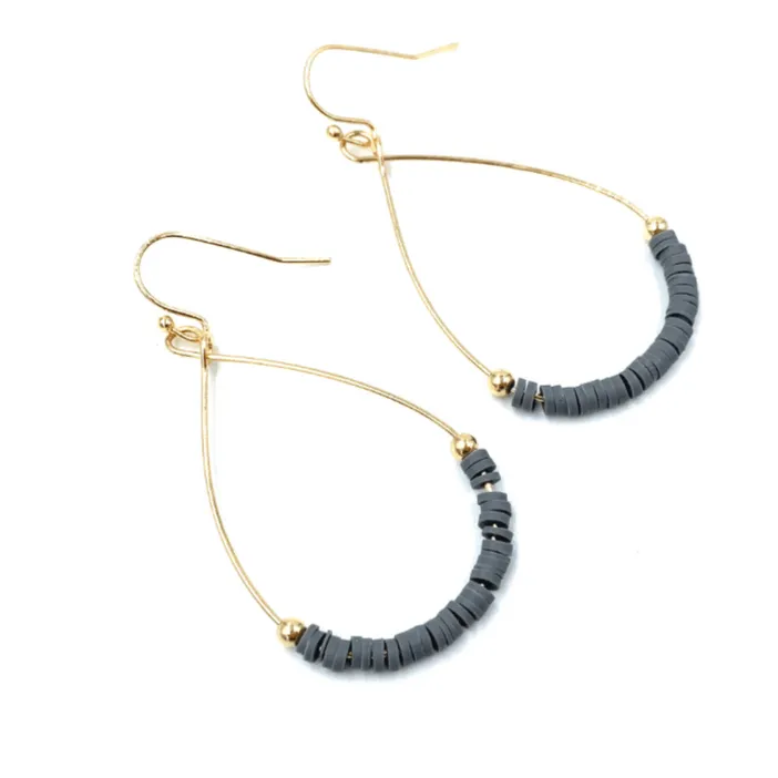 Coastal earring in gold filled   dark stone gray