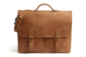 Commuter 14" light distressed leather messenger bag