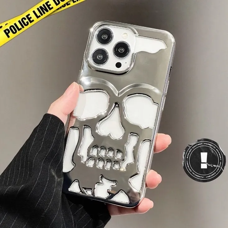 Cool Black, Silver, Gold Matte & Glossy Hollow Skull Cooling Design Protective Shockproof iPhone Case for iPhone 11 12 13 14 15 Pro Max Case