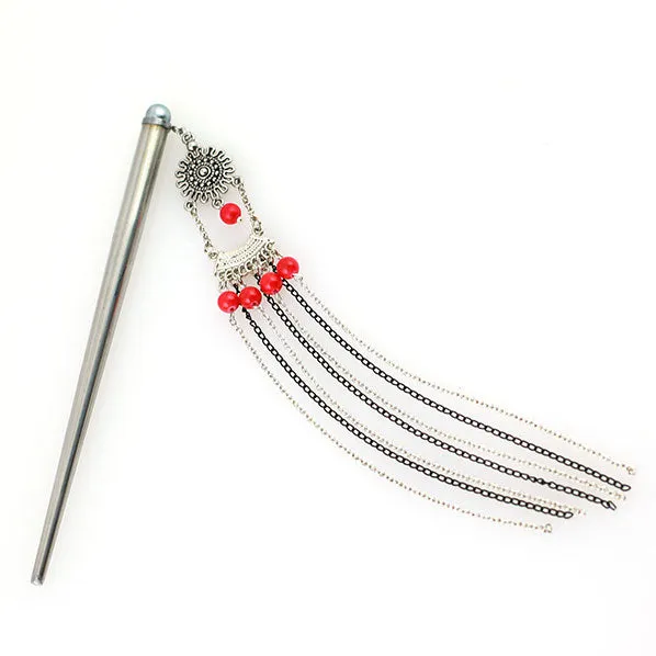 Crystalmood Hollow Stainless Steel Hair Stick w/ Tassels