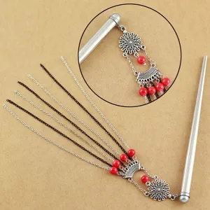 Crystalmood Hollow Stainless Steel Hair Stick w/ Tassels