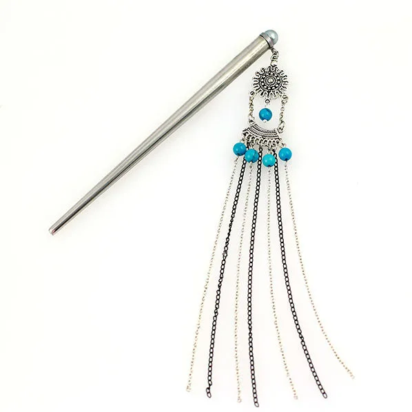 Crystalmood Hollow Stainless Steel Hair Stick w/ Tassels