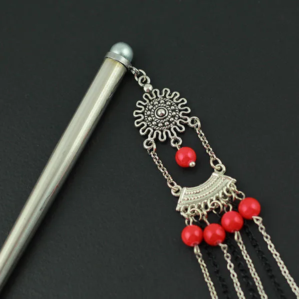 Crystalmood Hollow Stainless Steel Hair Stick w/ Tassels