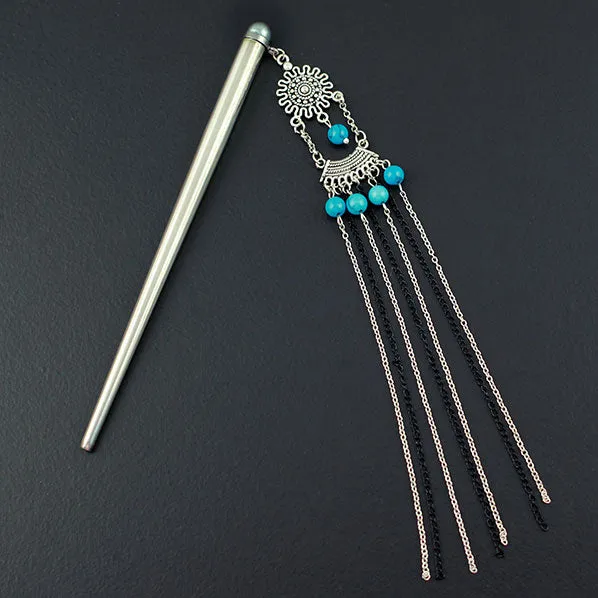 Crystalmood Hollow Stainless Steel Hair Stick w/ Tassels