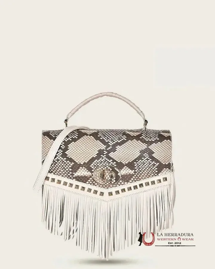 CUADRA HAND BAG PYTHON PLUNGE NATURAL STUD