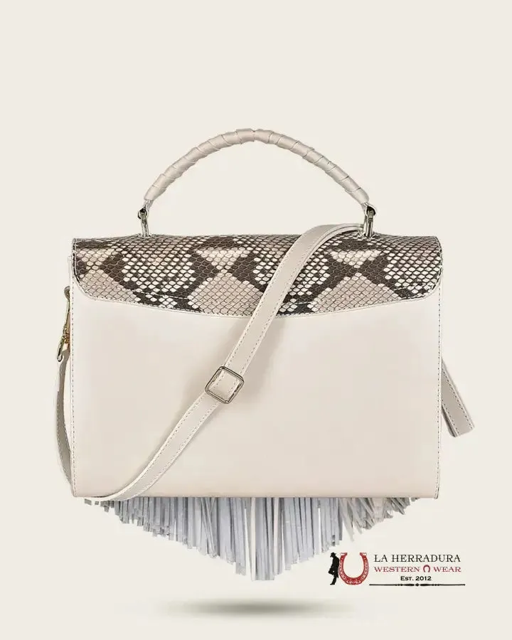 CUADRA HAND BAG PYTHON PLUNGE NATURAL STUD