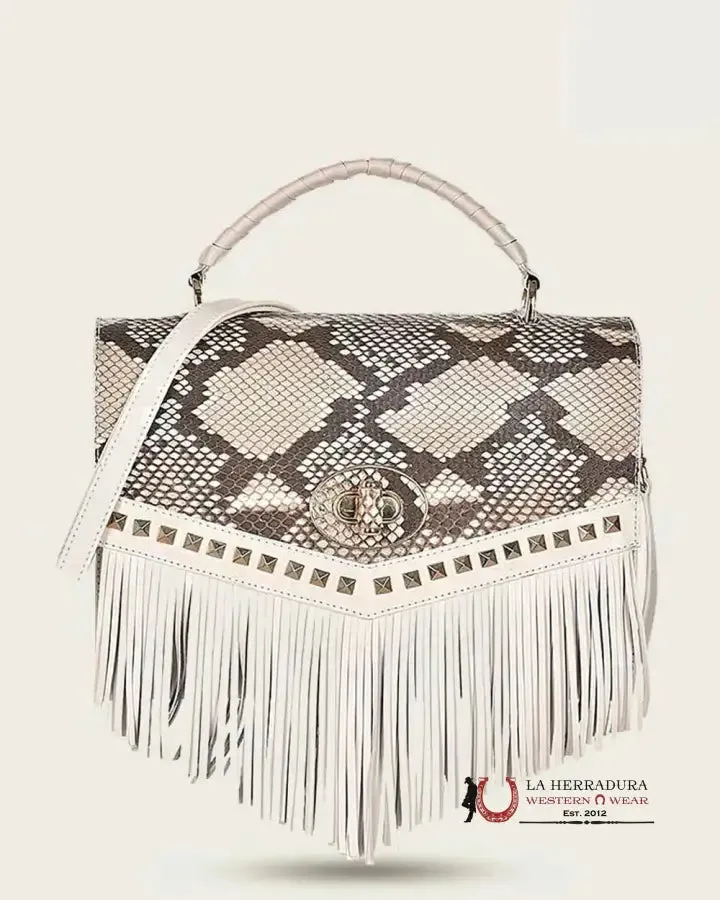 CUADRA HAND BAG PYTHON PLUNGE NATURAL STUD