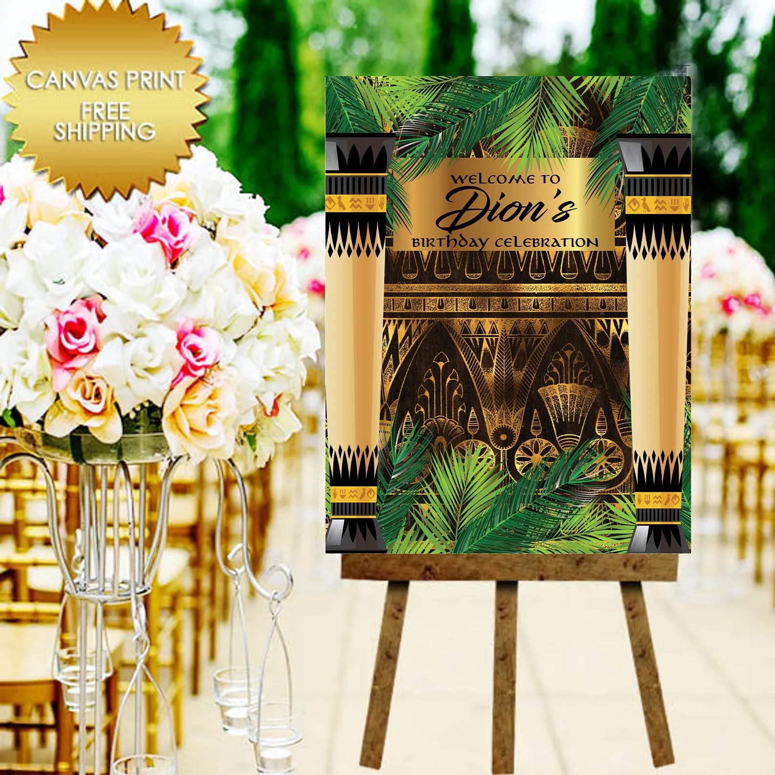 Custom Egyptian Welcome Canvas Guestbook Sign