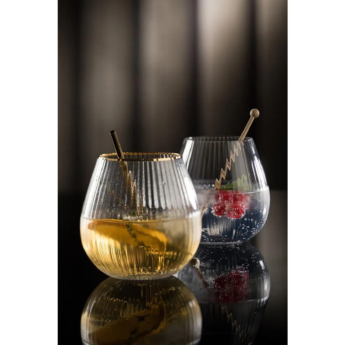 CZ044 Utopia Hayworth Stemless Gin Gold Rim Glasses 650ml (Pack of 6)