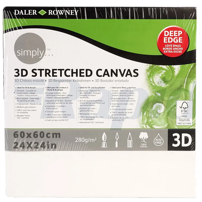 Daler Rowney 3D Stretched Canvas 60*60cm/24*24"