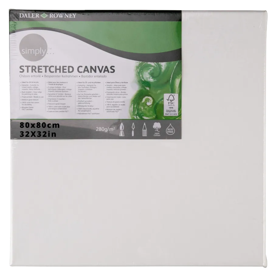 Daler Rowney Simply Stretched Canvas 80*80cm/32*32"