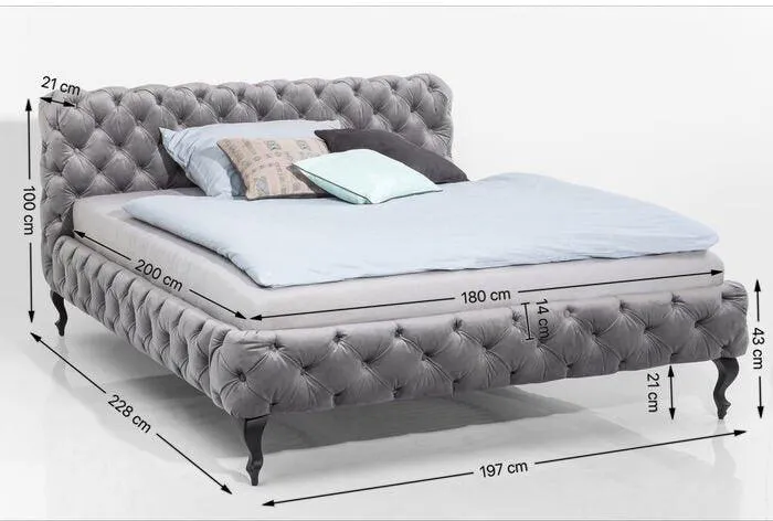 Desire Silver Grey Velvet Bed