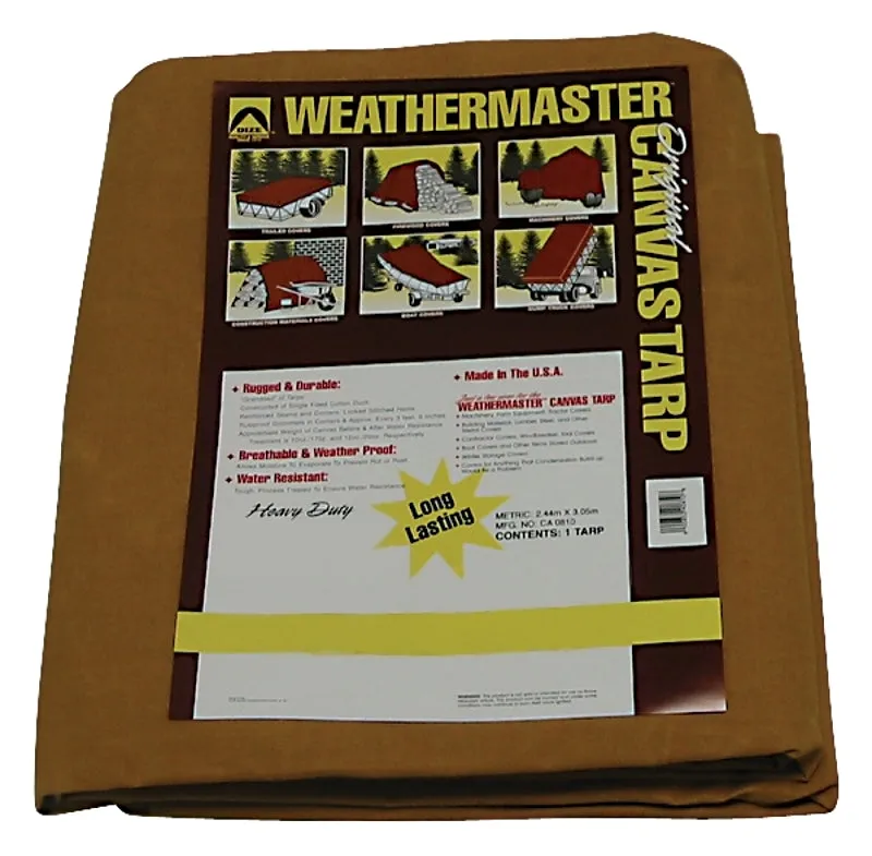 Dize Weathermaster CA1228D Tarpaulin, 28 ft L, 12 ft W, Canvas, Tan :EA: QUANTITY: 1