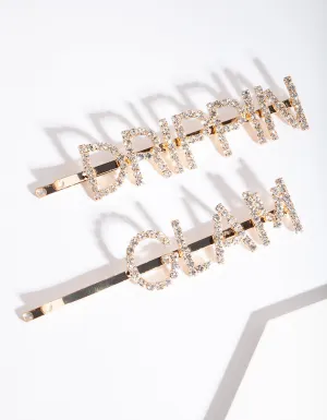 Drippin Glam Gold Diamante Hair Clip Pack