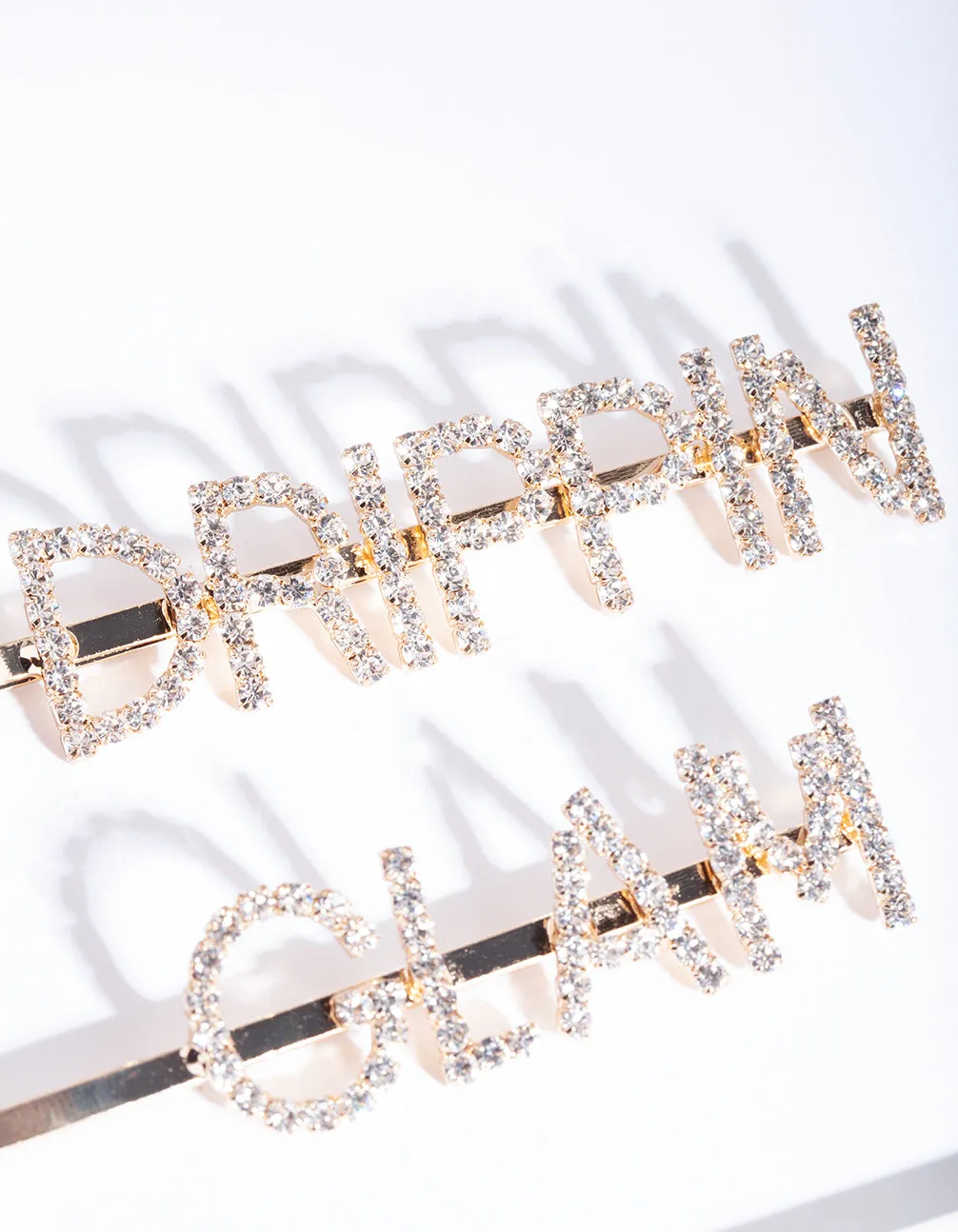 Drippin Glam Gold Diamante Hair Clip Pack