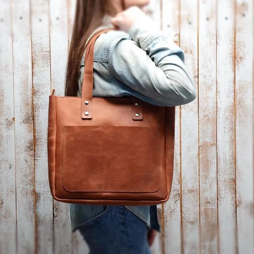 Dusty Brown Leather Tote Bag