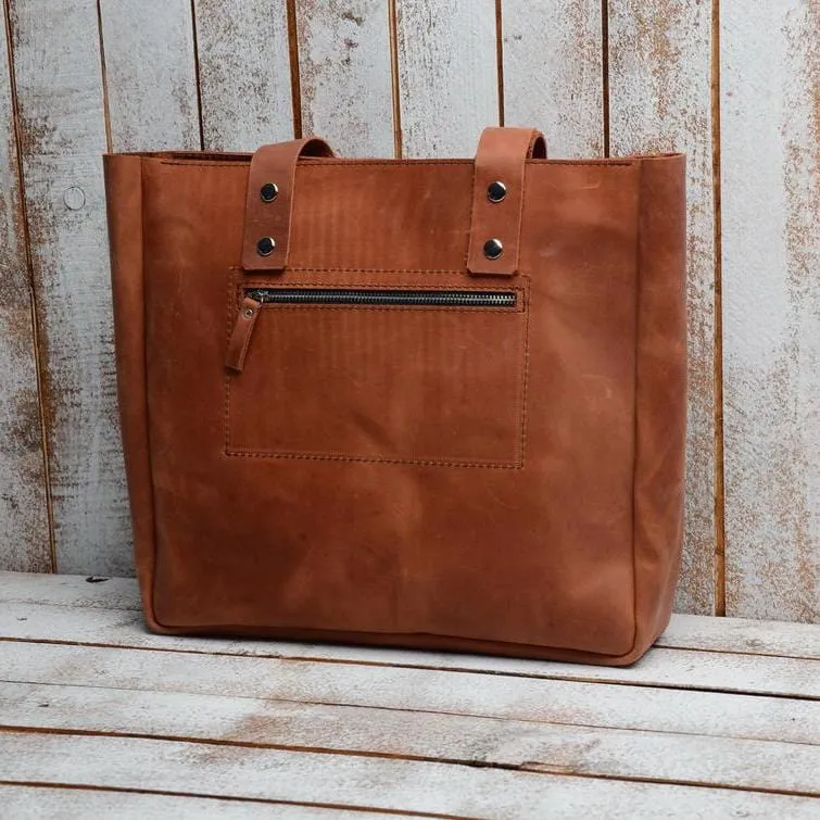 Dusty Brown Leather Tote Bag