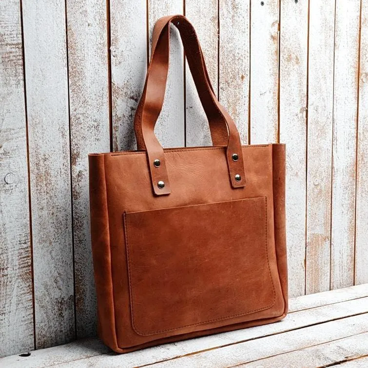 Dusty Brown Leather Tote Bag