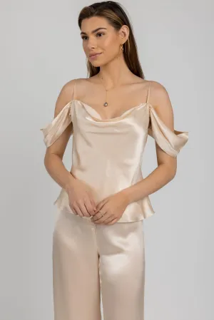 Ellington Draped Sleeve Camisole in Pearl