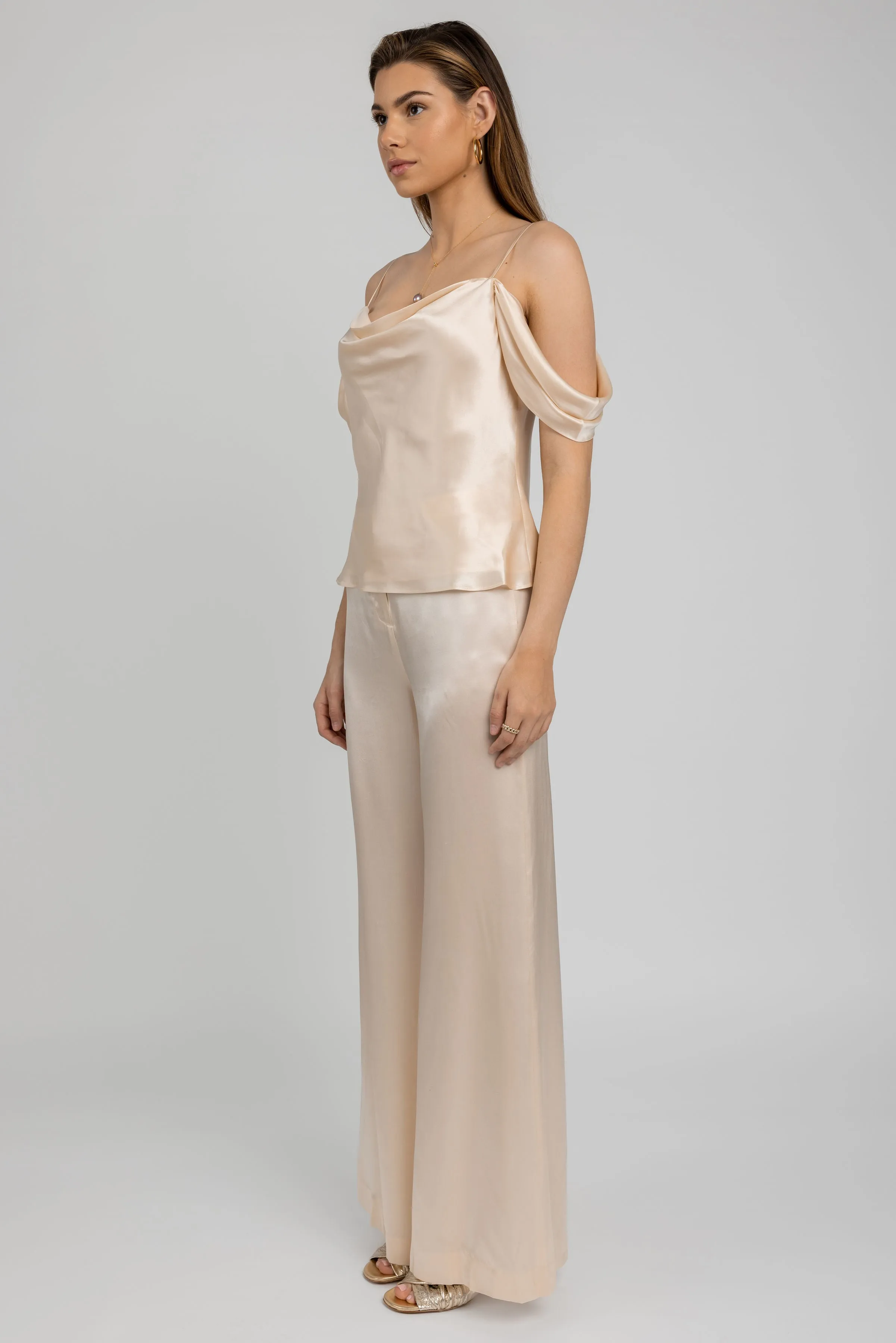 Ellington Draped Sleeve Camisole in Pearl