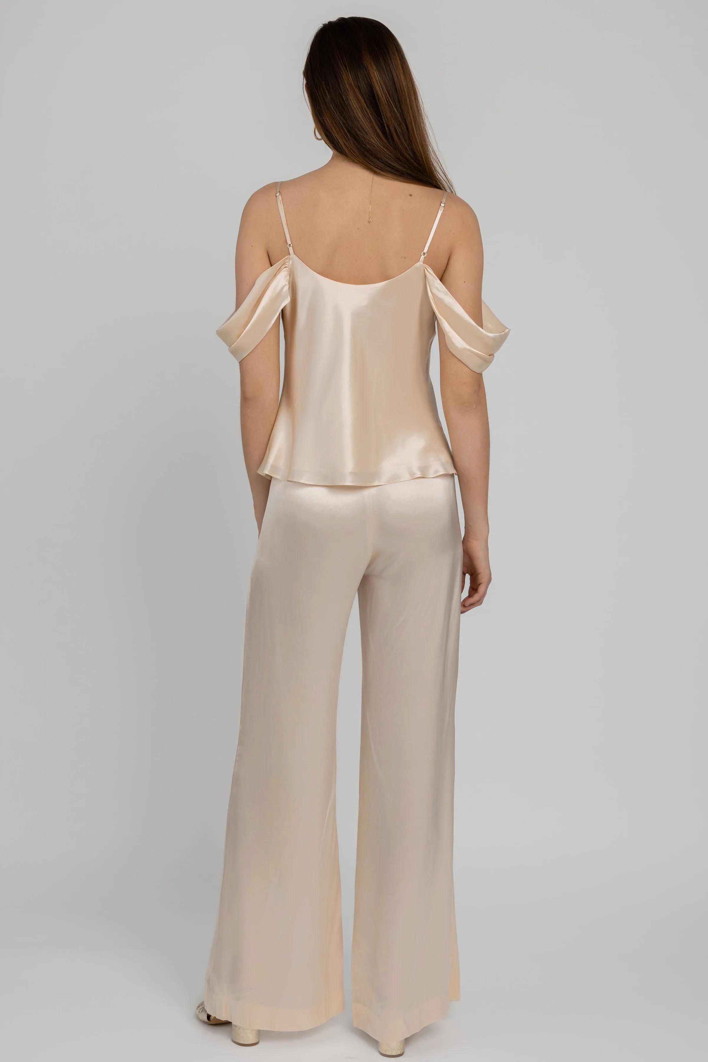 Ellington Draped Sleeve Camisole in Pearl