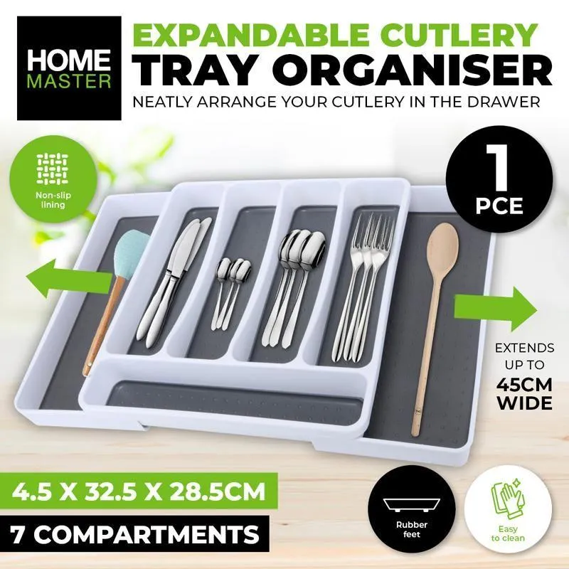 Expandable Cutlery Tray Organiser - 4.5cm x 32.5cm x 28.5cm