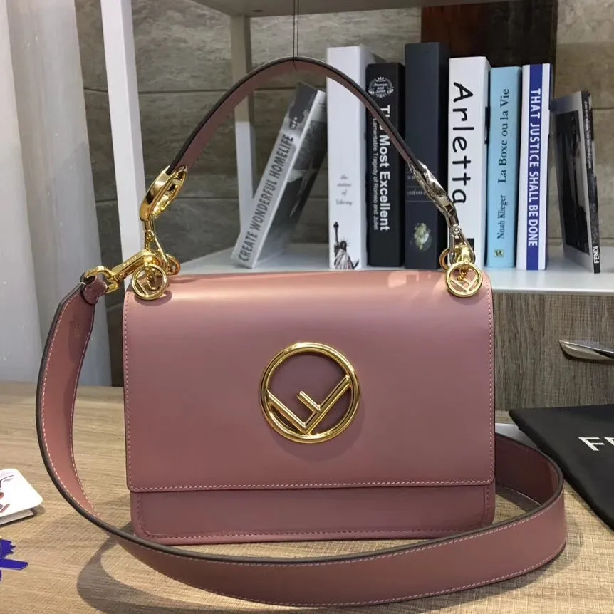 Fendi Kan I F Shoulder Bag In Pink Calfskin