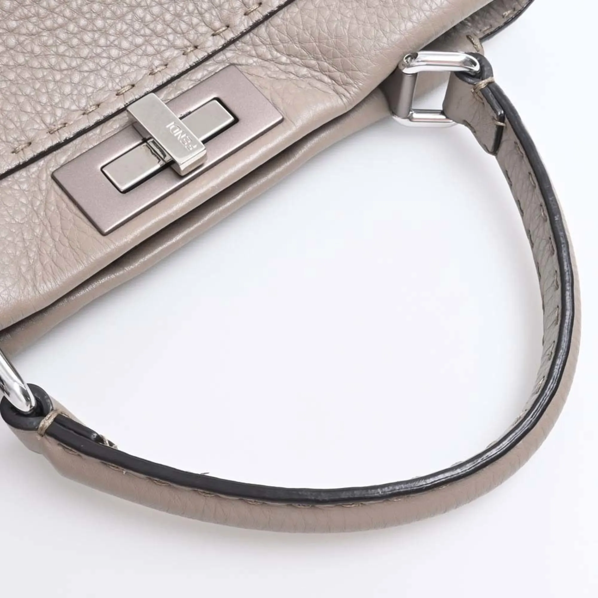 FENDI Leather Peekaboo Handbag 8BN290 Beige Ladies