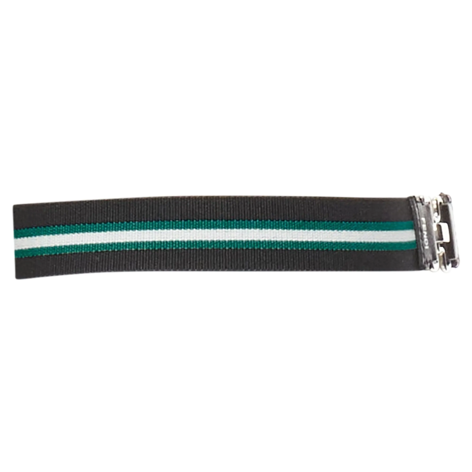 Fendi Silver Logo Stripe Stretch Fabric Leather Skinny Belt